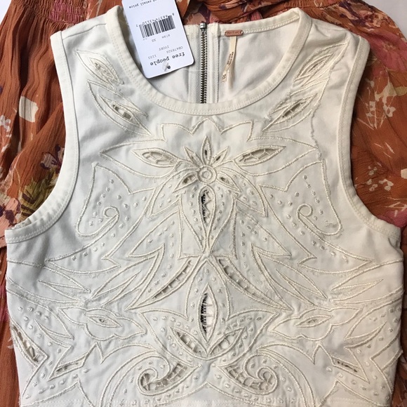 NWT - Free People Buneken Ivory Crop Top - XS - Picture 1 of 8